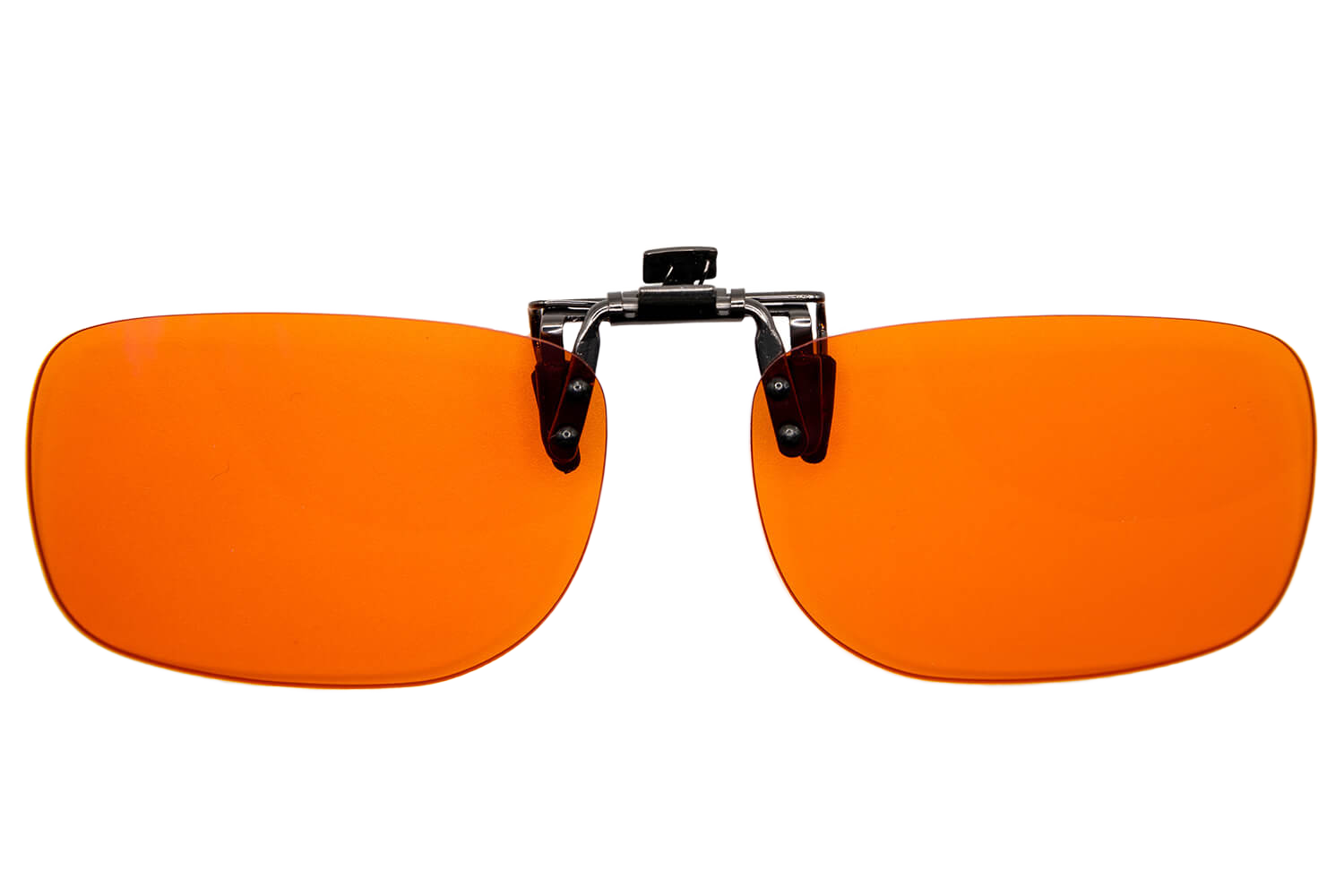 Blueblocker Clip-On mit orange getönten Gläsern zum Aufstecken auf die eigene Brille